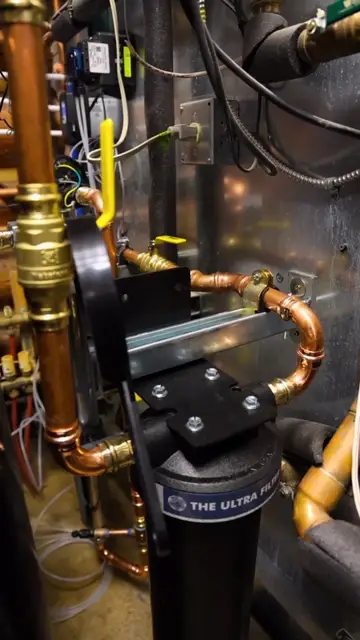 Copper plumbing on a commercial water filtration system