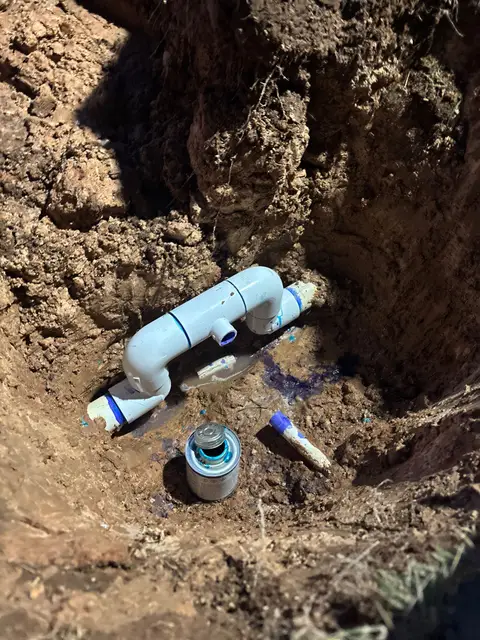 Underground water line dug out for repair